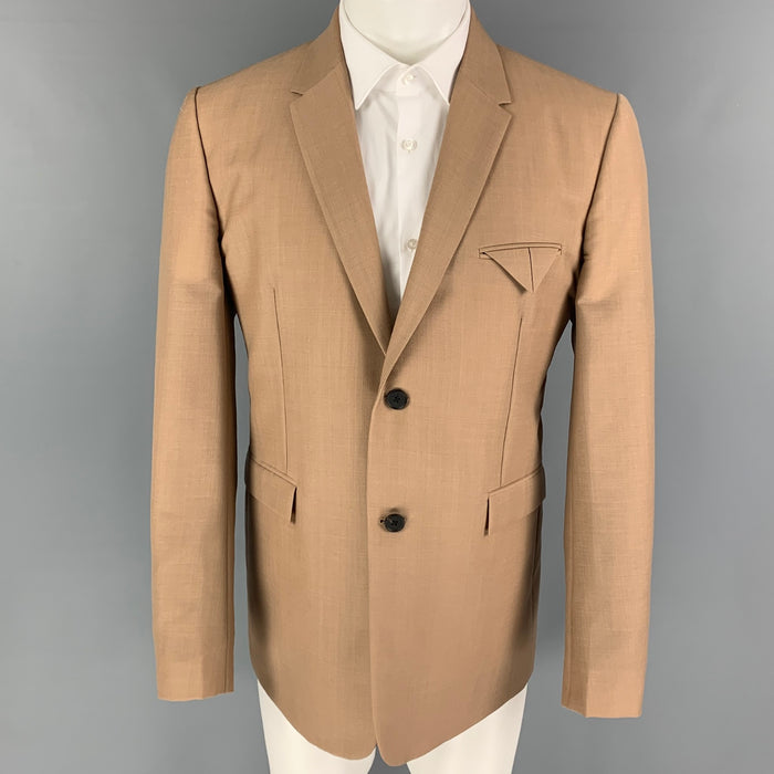 BOTTEGA VENETA Pre-Fall 2019 Size 40 Khaki Mohair Wool Notch Lapel Sport Coat
