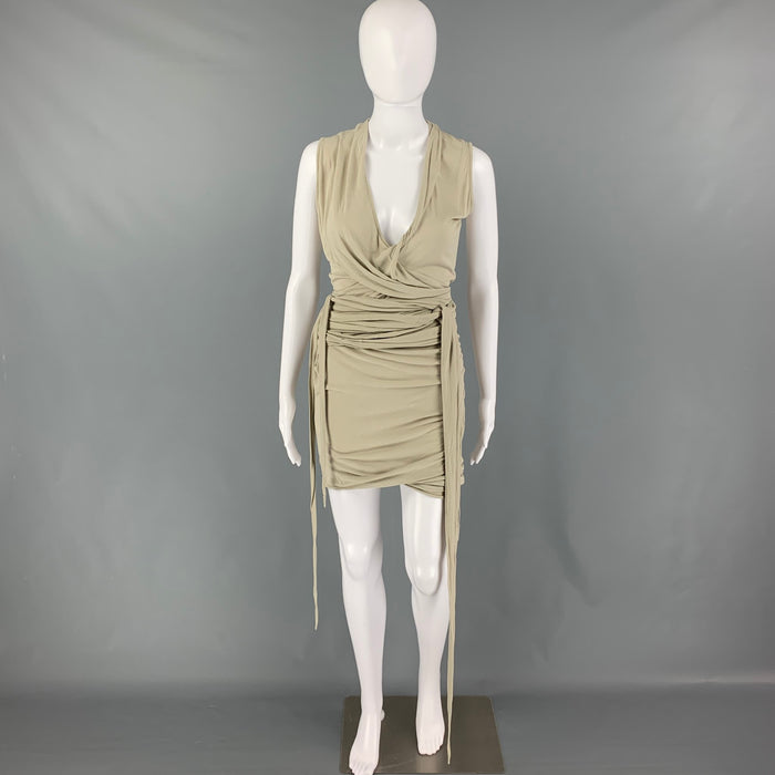 RICK OWENS LILIES SS23 Size 4 Grey Sage Viscose EDFU EMMA Mini Dress