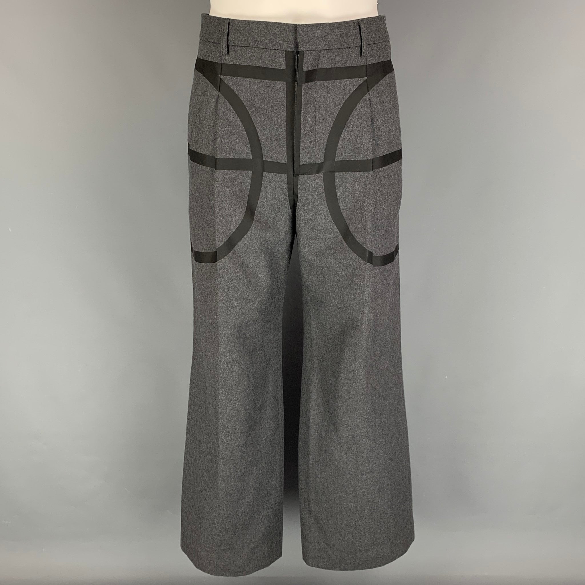 【関税&送料込】Givenchy Givenchy Dark Grey Wool Wide Trouse Grey wool slacks (Givenchy Oversized Grey Wool Pants)
