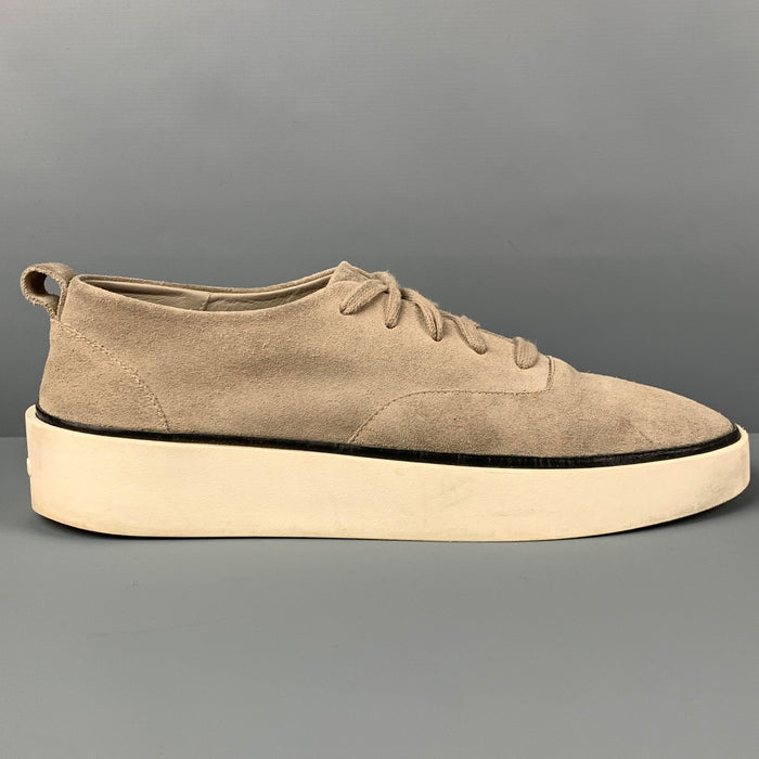 FEAR OF GOD Size 11 Light Gray Textured Leather Lace Up Sneakers