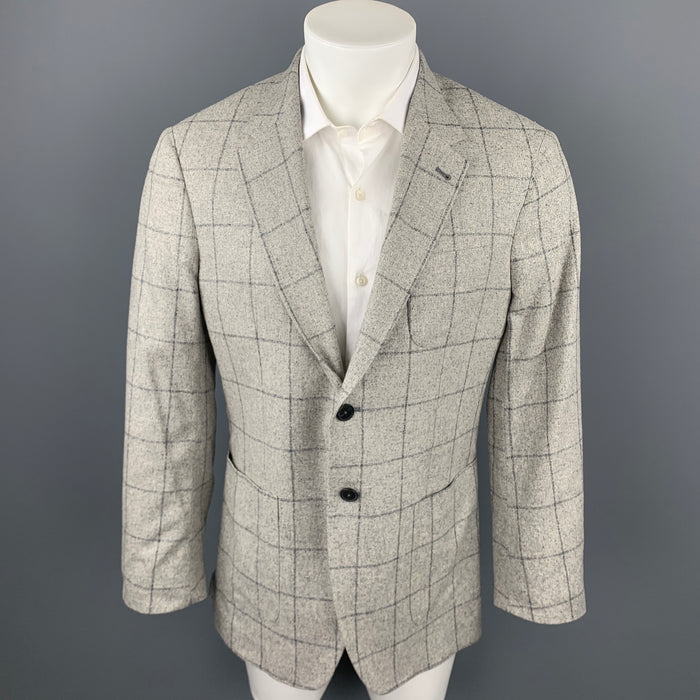 PAUL SMITH The Westbourne Talla 40 Abrigo deportivo con solapa de muesca de seda con panel de ventana gris regular