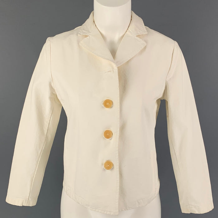 MARNI Size 6 Off White Cotton Single Breasted Jacket