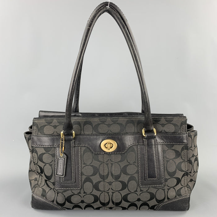 COACH Black Monogram Canvas Top Handles Handbag