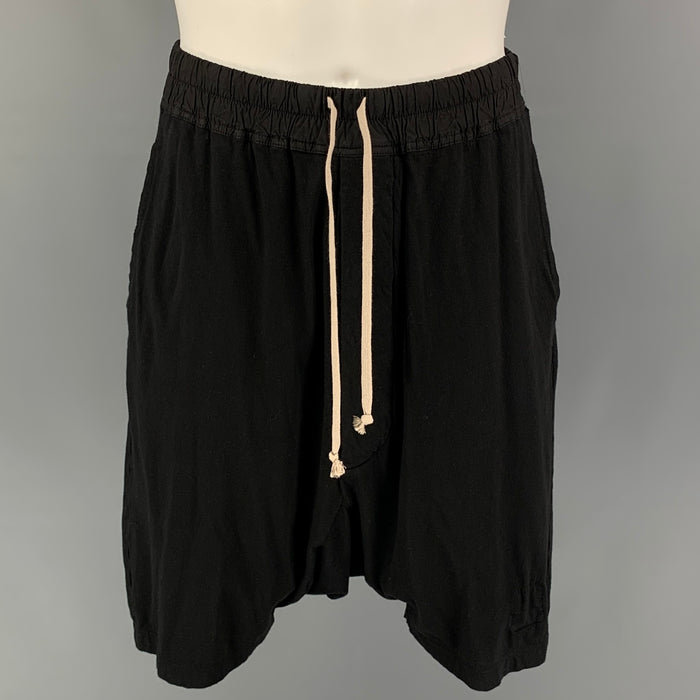 RICK OWENS DRKSHDW Size S Black Cotton Drawstring Drop-Crotch Shorts