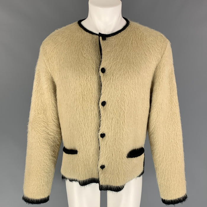 JEAN PAUL GAULTIER Size M Yellow Black Mohair Blend Button Down Cardigan
