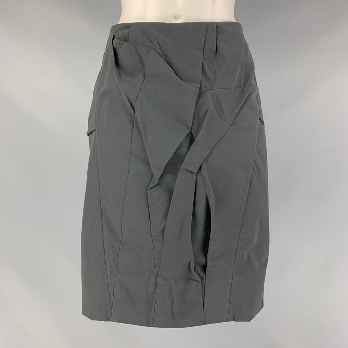 MARNI Size 2 Slate Cotton & Nylon Abstract Pencil Skirt