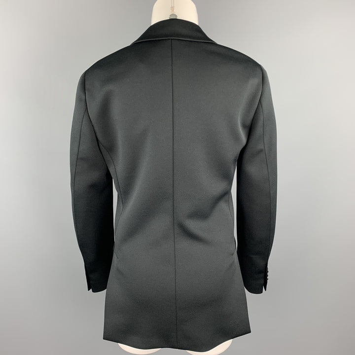 PRADA Size 0 Black Polyester Notch Lapel Oversized Blazer
