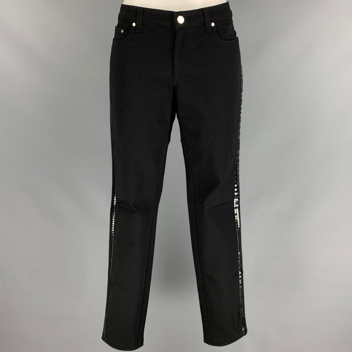VERSACE COLLECTION Size 30 Black Cotton Blend Studded Skinny Casual Pants