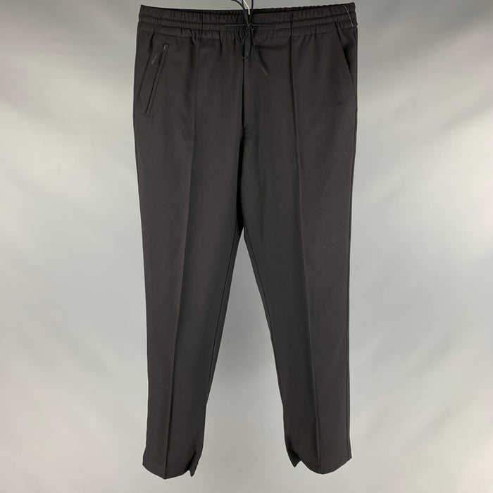 Y-3 Size L Black Solid Wool Polyester Elastic Waistband Casual Pants