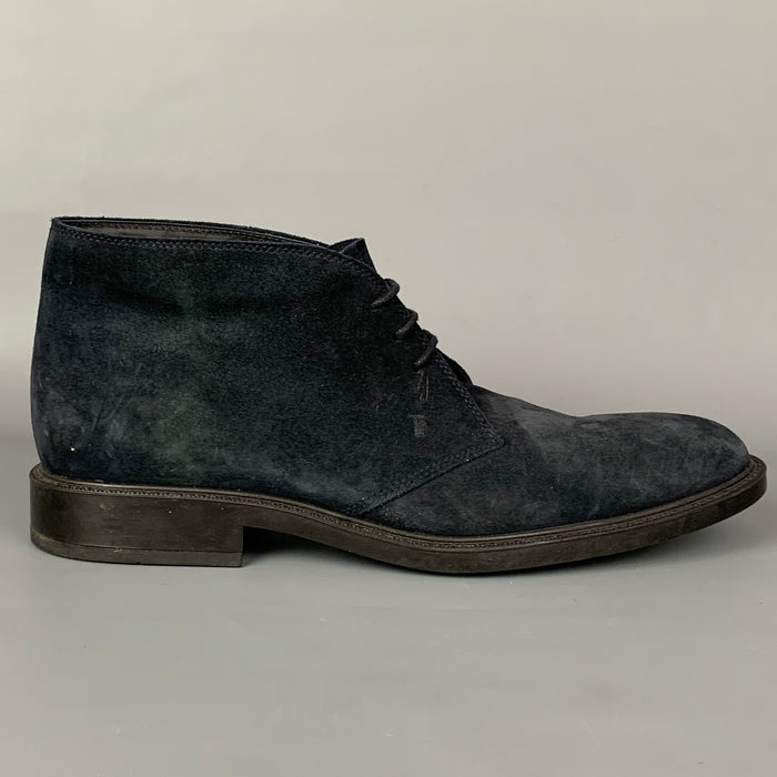 TOD'S Size 11 Navy Leather Lace Up Chukka Boots