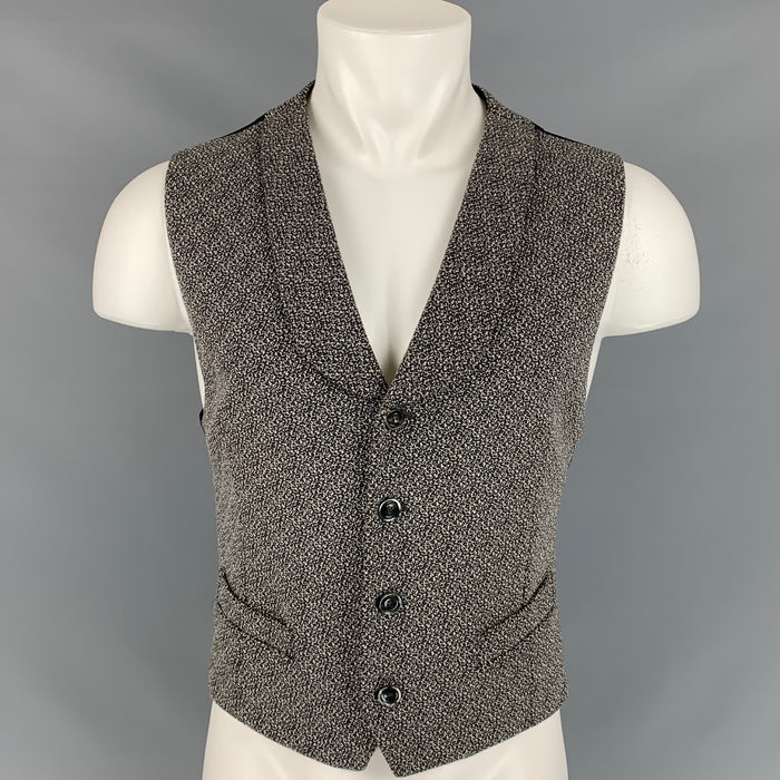 GIORGIO ARMANI Chaleco con cuello chal de lana gris y negro talla S