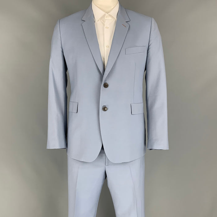 PAUL SMITH Kensington Fit Talla 44 Traje de botonadura sencilla de lana / mohair azul claro