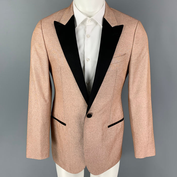 LANVIN Size 40 Pink Black Metallic Polyamide Blend Peak Lapel Sport Coat