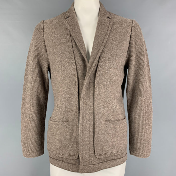 LOUIS VUITTON Size XL Taupe Knitted Wool Cashmere Jacket