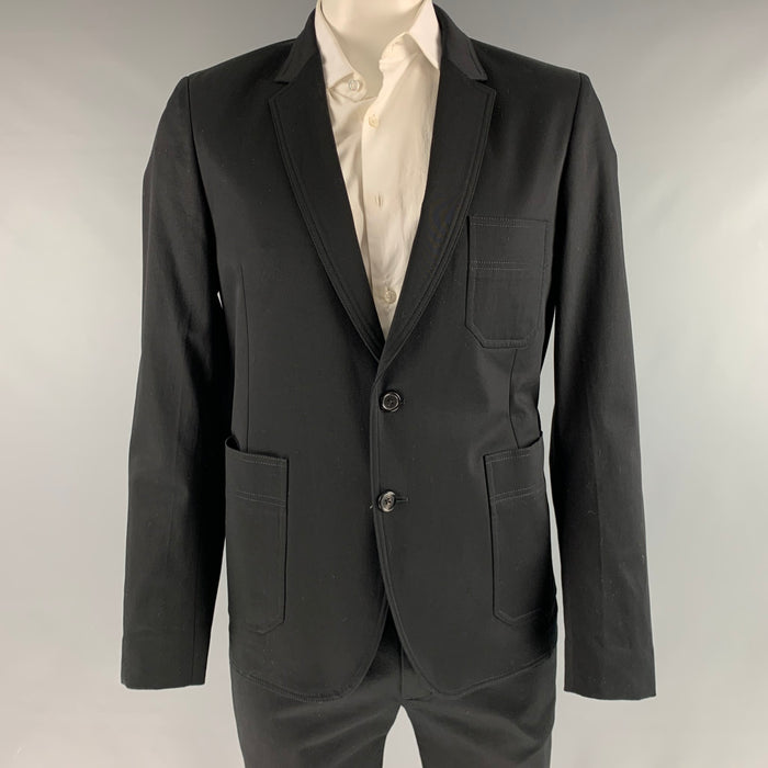 PS by PAUL SMITH Talla 44 Traje con solapa de muesca y elastano de algodón negro