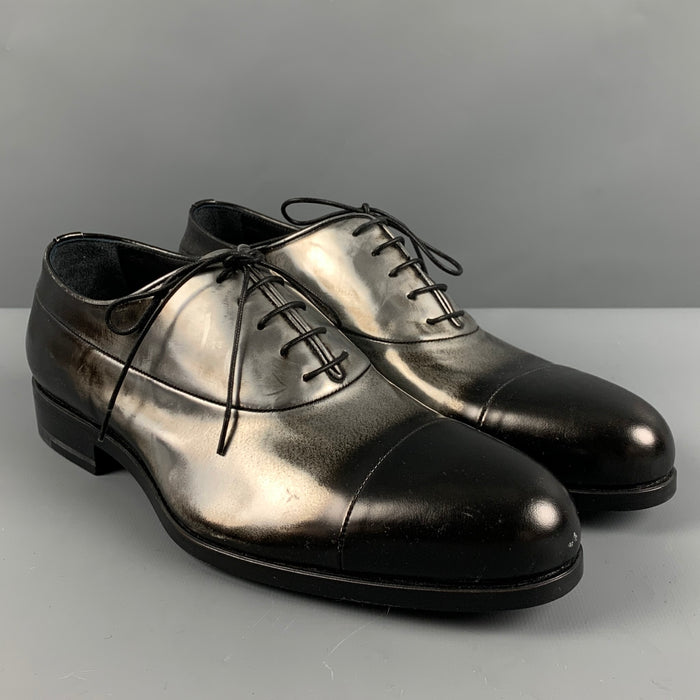 JIL SANDER Size 9.5 Black Silver Ombre Lace-Up Shoes