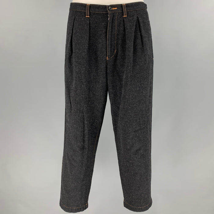 COMME des GARCONS Size M Grey Charcoal Cotton Wool Contrast Stitch Casual Pants