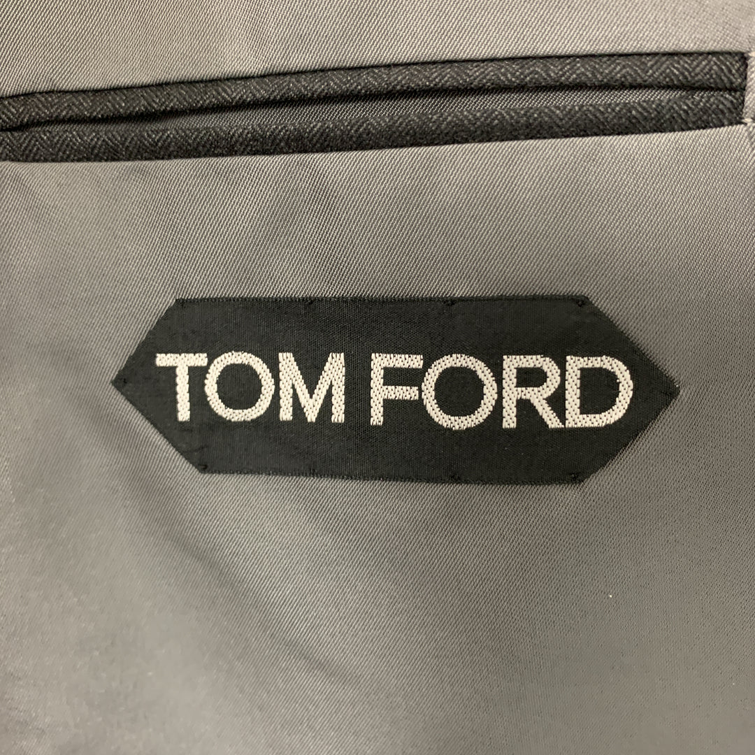TOM FORD Taille 50 Costume à revers cranté en laine anthracite à chevrons