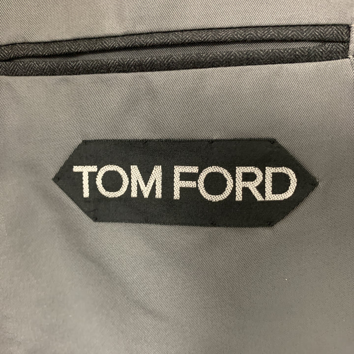 TOM FORD Taille 50 Costume à revers cranté en laine anthracite à chevrons