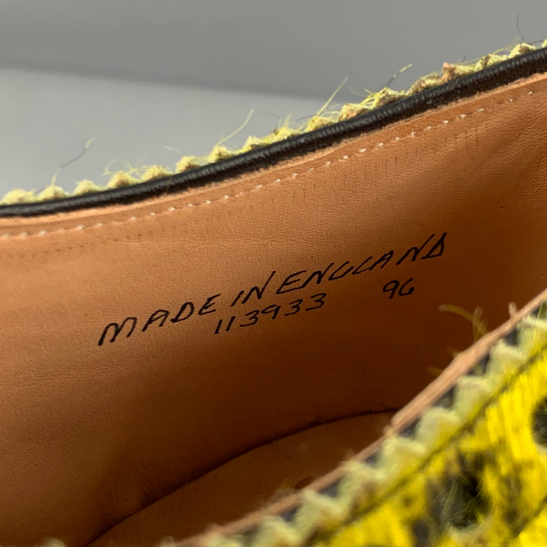 ECKHAUS LATTA x GRENSON Size 10 Yellow Black Animal Print Leather Wingtip Lace Up Shoes
