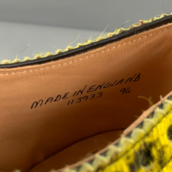 ECKHAUS LATTA x GRENSON Size 10 Yellow Black Animal Print Leather Wingtip Lace Up Shoes