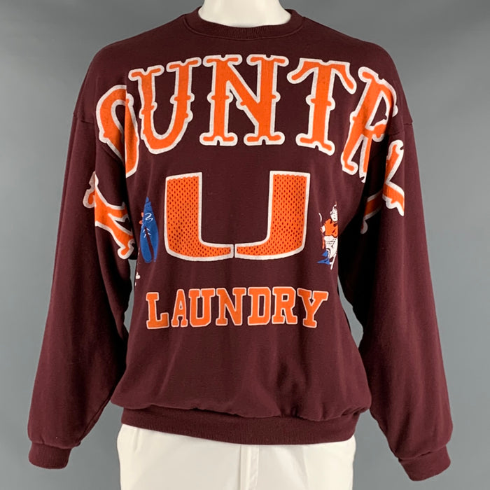 KAPITAL Size XXL Brown Multi-Color Graphic Cotton Oversized Sweatshirt