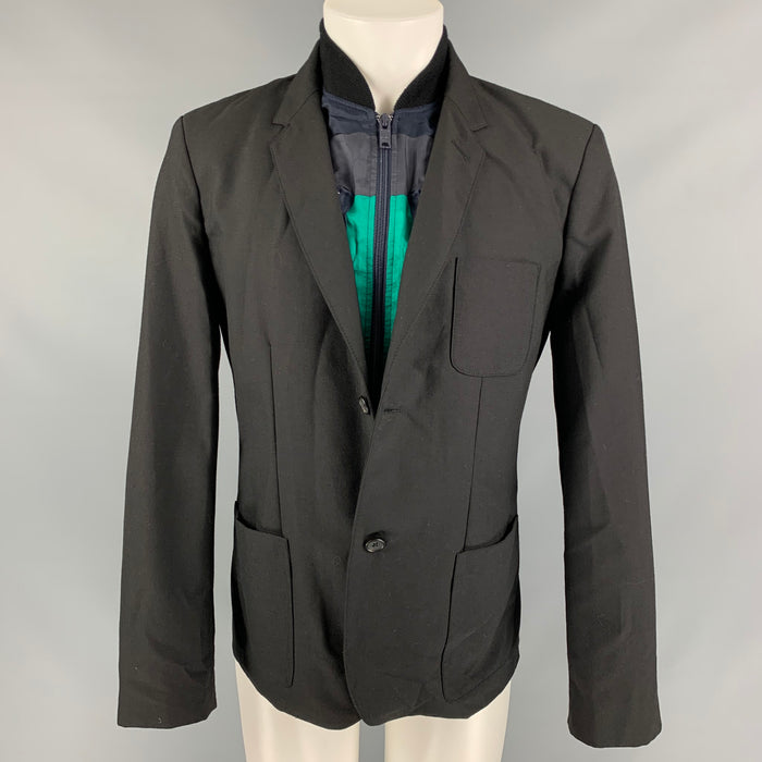 MARC by MARC JACOBS Size L Black & Navy Polyester Blend Jacket