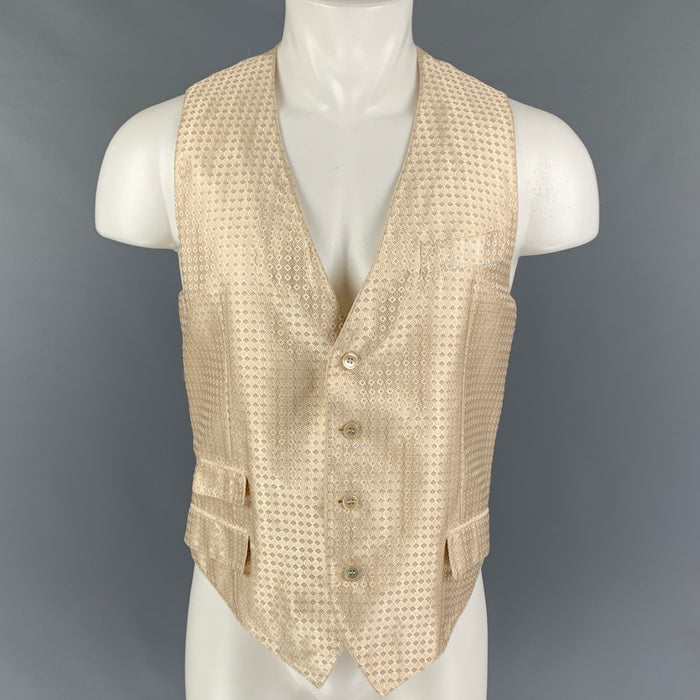 ALEXANDER MCQUEEN Size 40 Beige Jacquard Silk Buttoned Vest