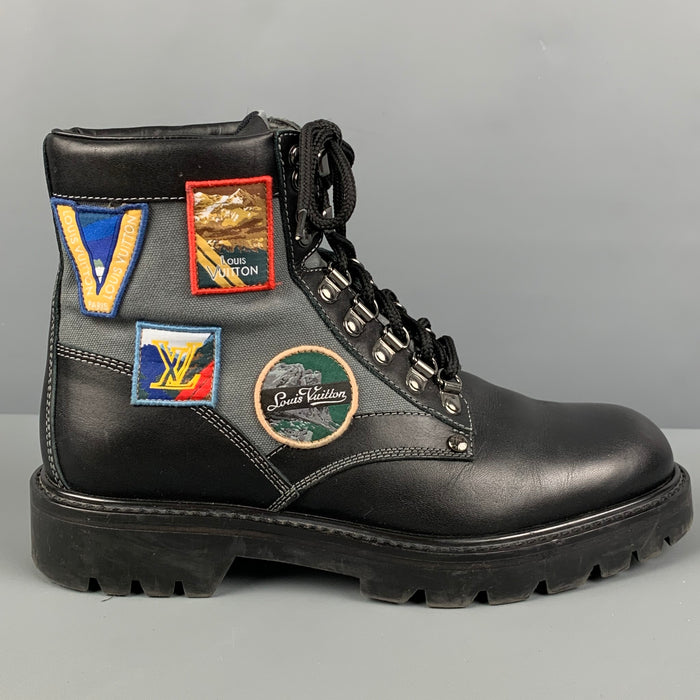 LOUIS VUITTON Talla 6.5 Botas Metropolis Ranger de cuero con parches negros