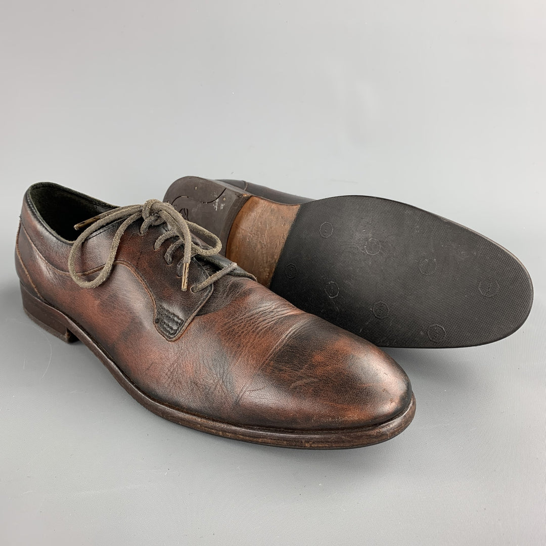 HUDSON Size 12 Brown Antique Leather Lace Up Shoes