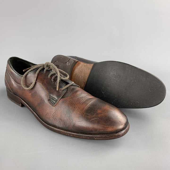 HUDSON Size 12 Brown Antique Leather Lace Up Shoes