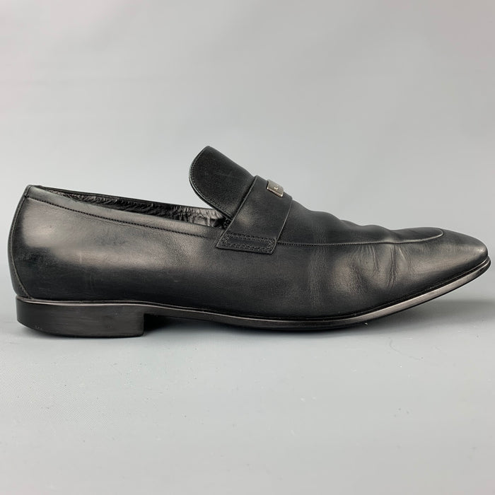 GUCCI Size 11.5 Black Leather Slip On Loafers