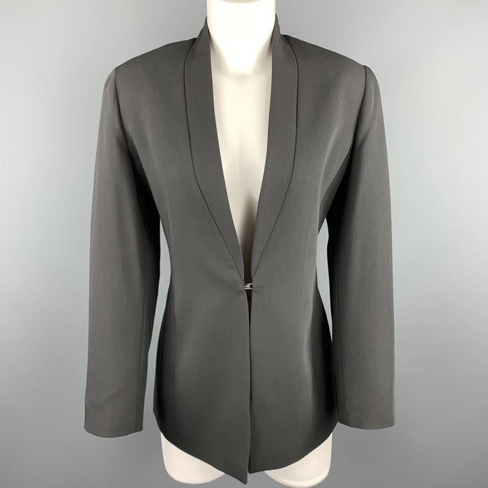 GIORGIO ARMANI Size 6 Grey Wool Shawl Cllar Hook Closure Blazer Jacket