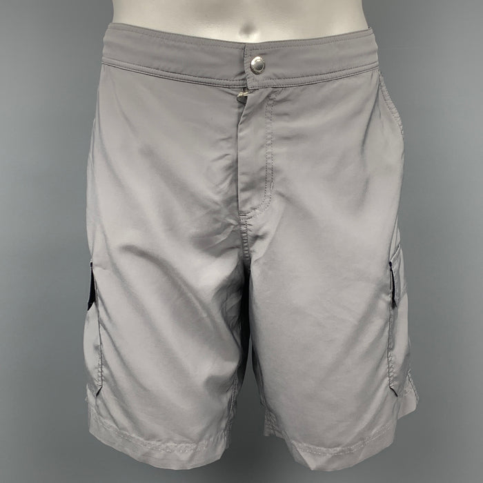 BRUNELLO CUCINELLI Size 34 Grey Polyester Cargo Swim Trunks