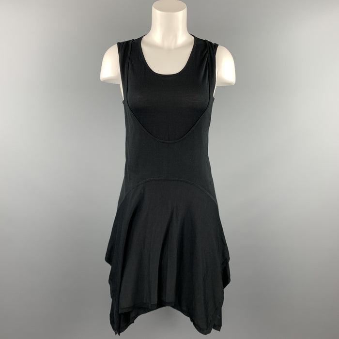 BALENCIAGA Size 4 Black Knitted Silk Tank Overlay Sleeveless Dress