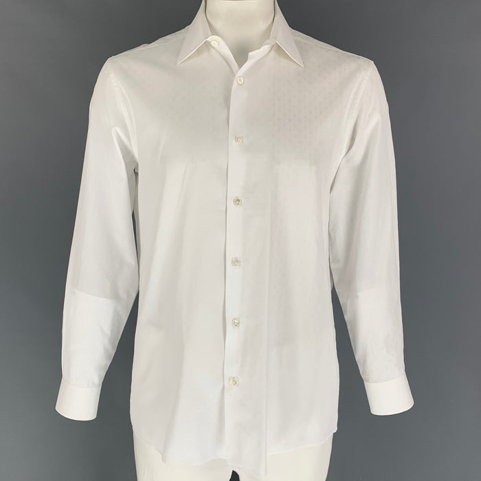 LOUIS VUITTON Size XL White Monogram Cotton Button Up Long Sleeve Shirt