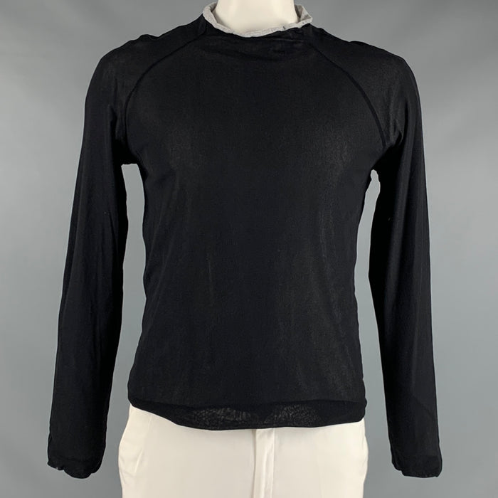EMPORIO ARMANI Size L Black Grey Polyamide Double Layer Pullover