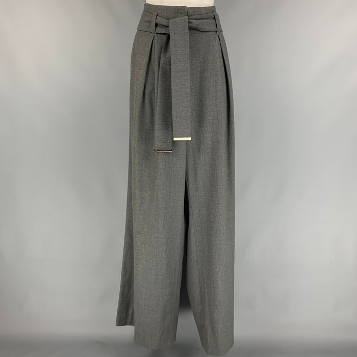 ARMANI COLLEZIONI Pantalón de vestir de pierna ancha gris jaspeado Talla XL