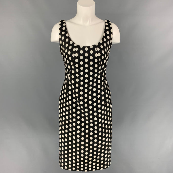 ARMANI COLLEZIONI Talla 8 Vestido tubo de lunares en blanco y negro