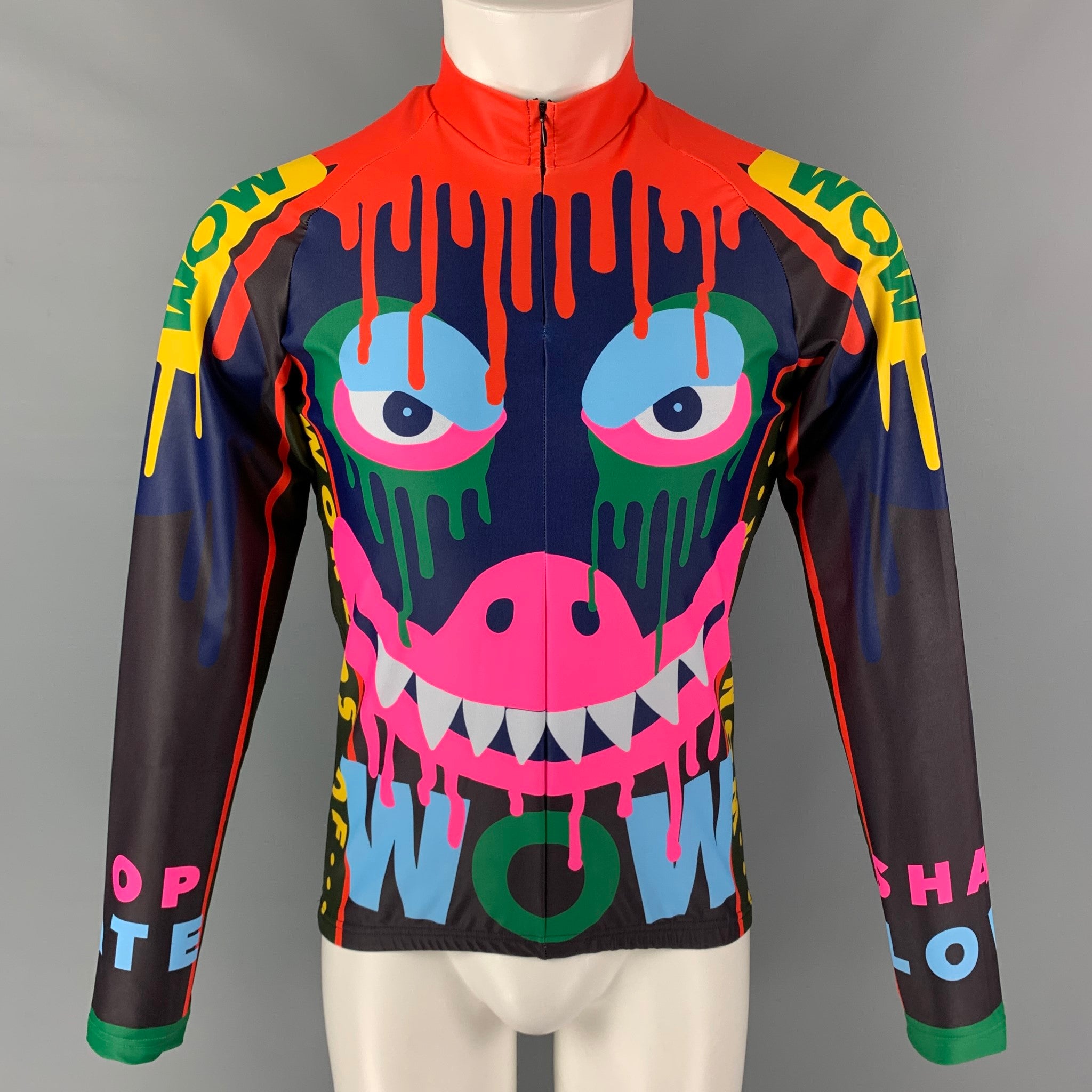 WALTER VAN BEIRENDONCK FW19 Size M Blue Orange Monster Graphic Jersey Bike Top – Sui Generis Designer Consignment