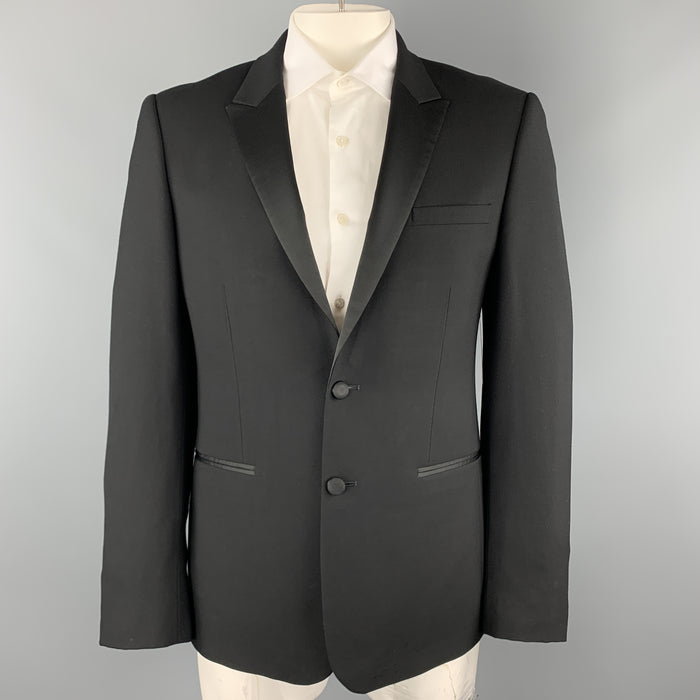 SANDRO Size 44 Black Wool Satin Peak Lapel Tuexo Sport Coat