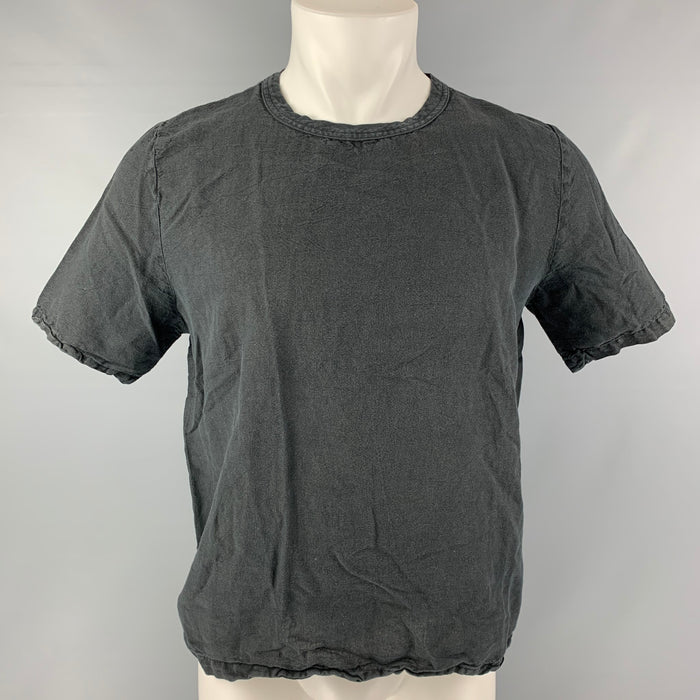 OUR LEGACY Size XS Black Linen & Cotton Crew-Neck T-shirt