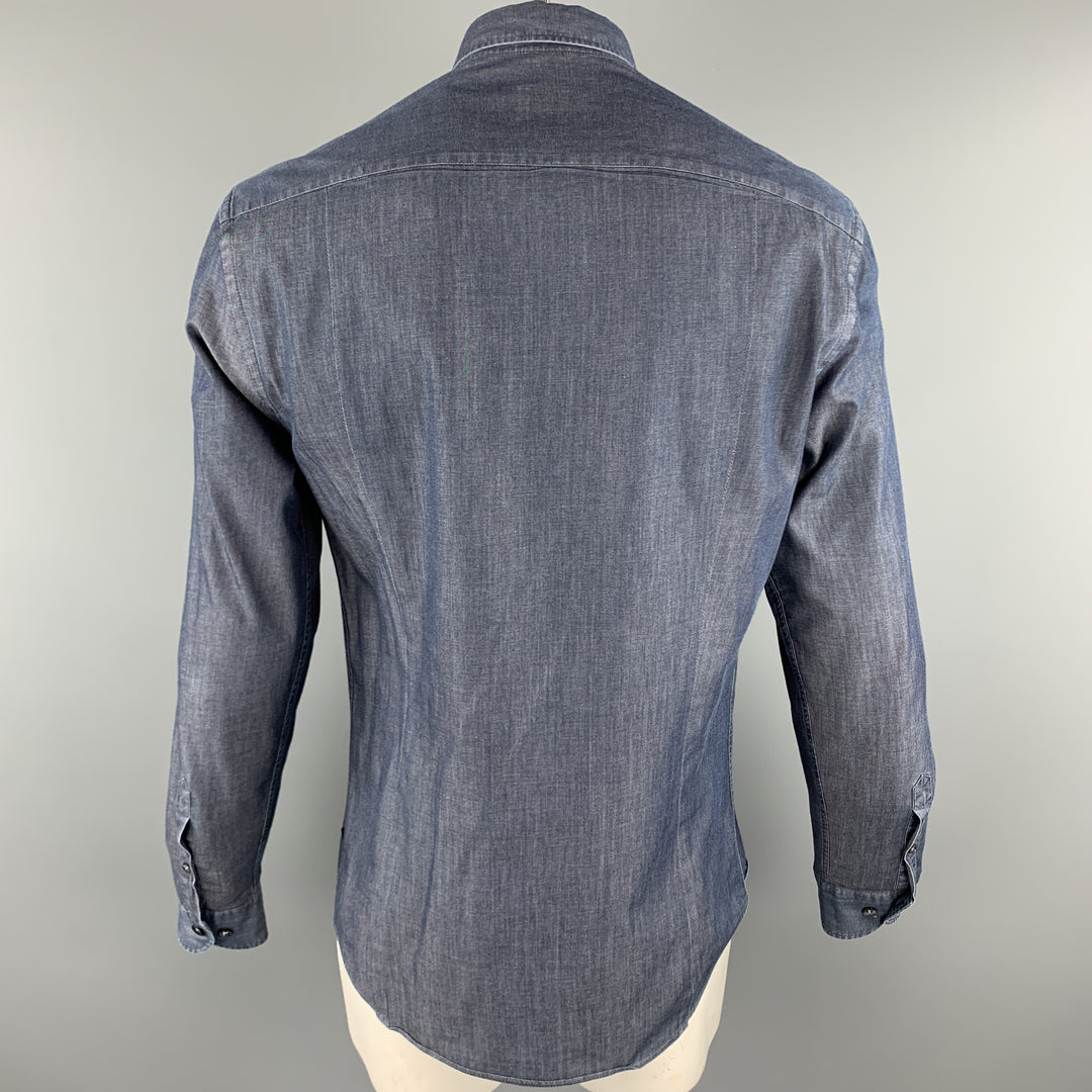 ARMANI COLLEZIONI Size XL Navy Cotton Button Up Long Sleeve Shirt