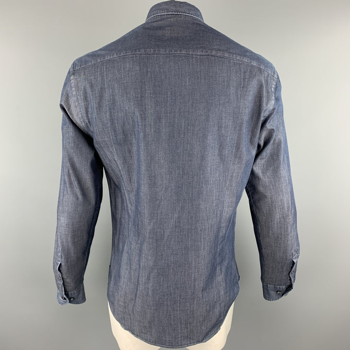 ARMANI COLLEZIONI Size XL Navy Cotton Button Up Long Sleeve Shirt