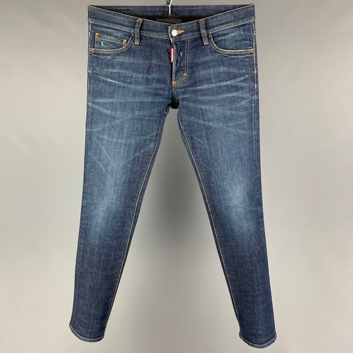 DSQUARED2 Size 32 Blue Distressed Cotton Jeans
