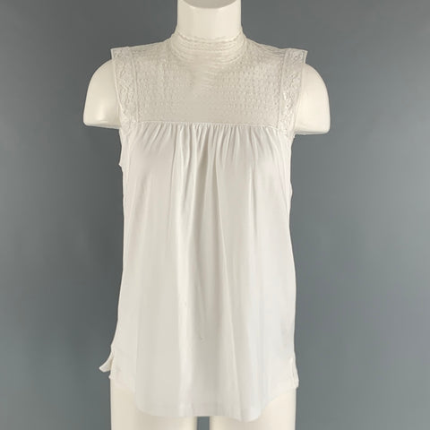BURBERRY LONDON Size M White Cotton Sleeveless Casual Top
