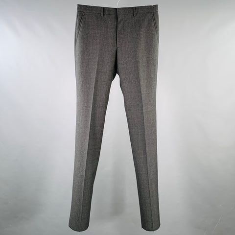 CALVIN KLEIN COLLECTION Pantalon de Costume en Laine à Carreaux Anthracite Taille 32