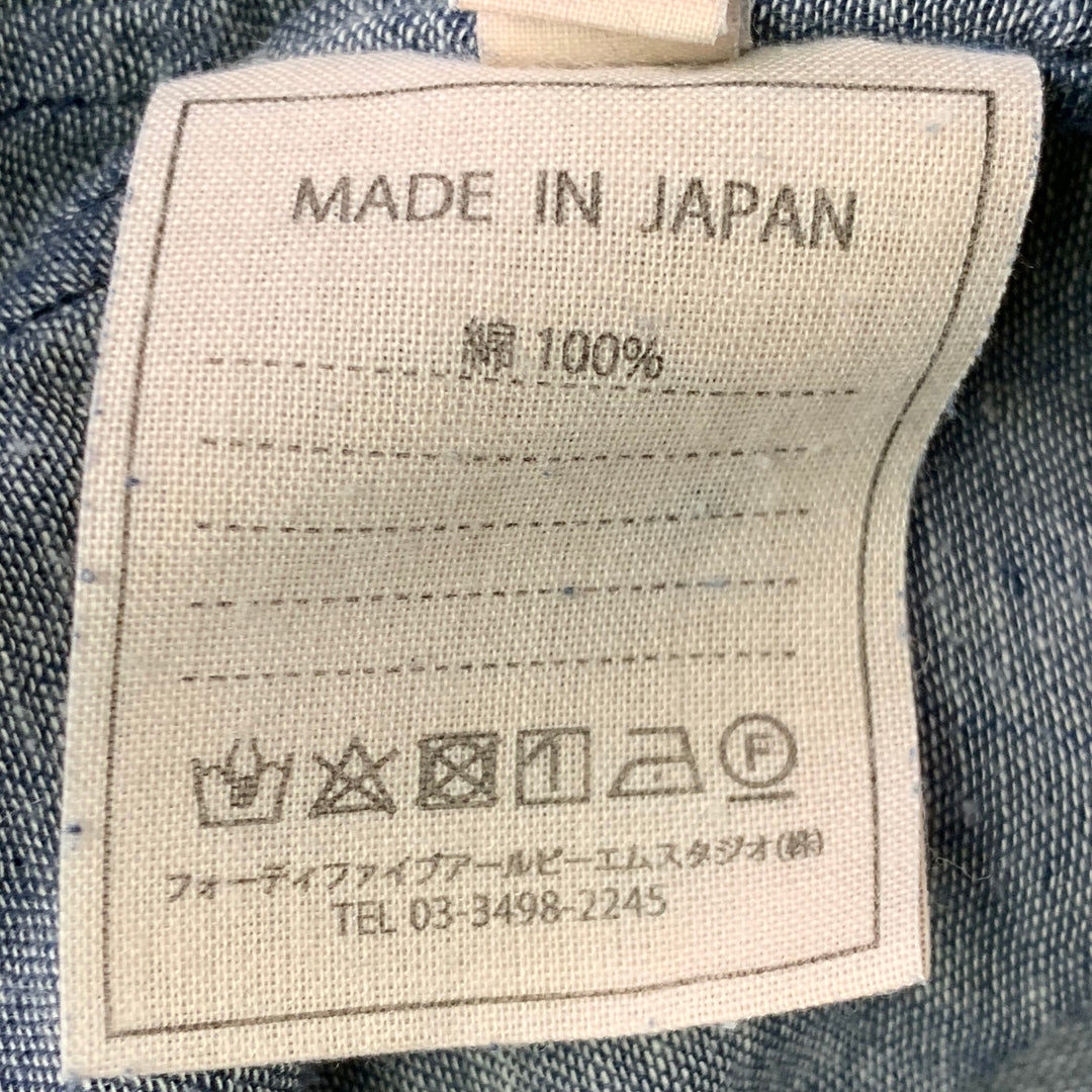 45rpm Size XL Indigo Blue Cotton One Pocket Long Sleeve Shirt