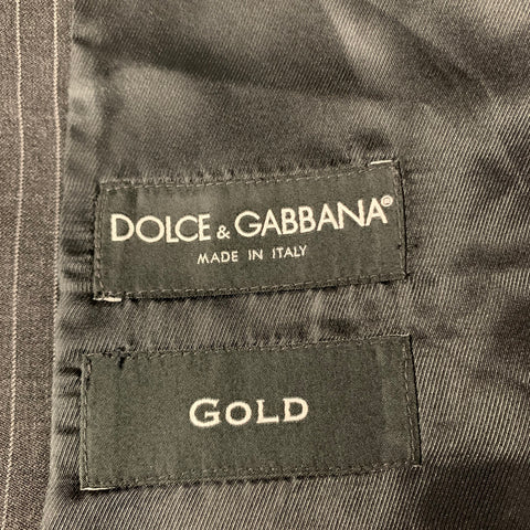 DOLCE & GABBANA Size S Grey Pinstripe  Button Up Vest