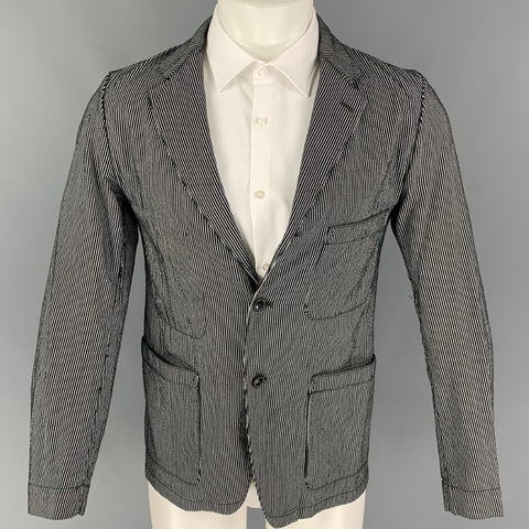 JS HOMESTEAD Taille M Manteau de sport à revers cranté à rayures noires et blanches